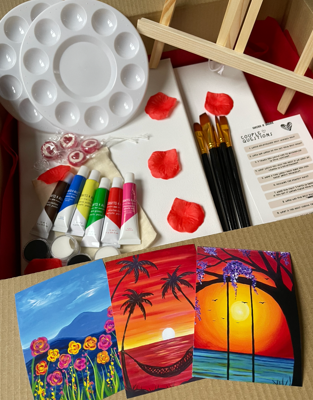 Valentines Sip and Paint Kit for Two