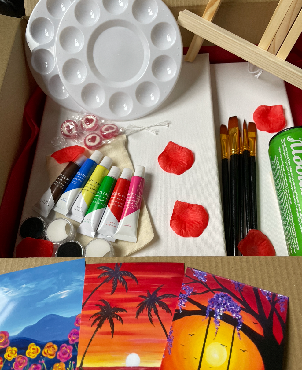 Valentines Sip and Paint Kit for Two