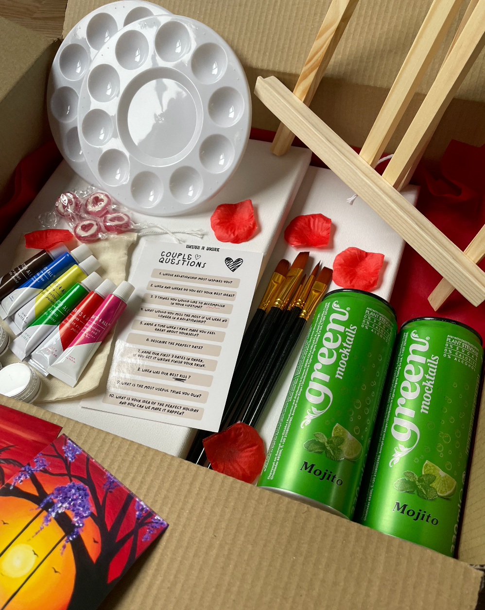Valentines Sip and Paint Kit for Two